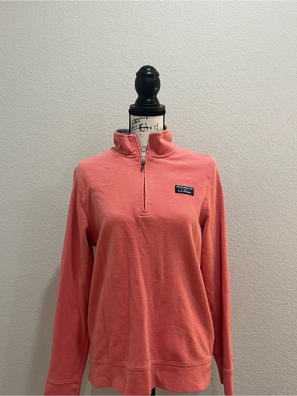 L.L. Bean Women's Coral Half-Zip Mock Neck Pullover